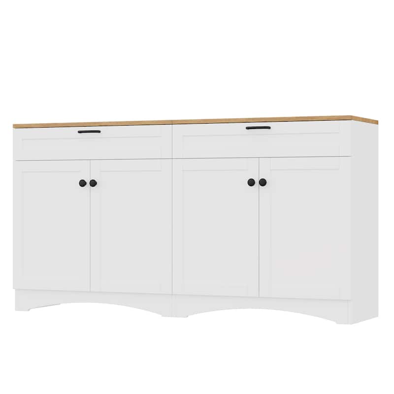 62.9" TV Stand with Wood Top and 2 Cabinets with 2 Drawers for 70" TVs