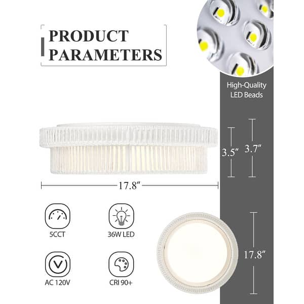 dimension image slide 0 of 2, 36W 18'' Dimmable Boho Ceiling Light