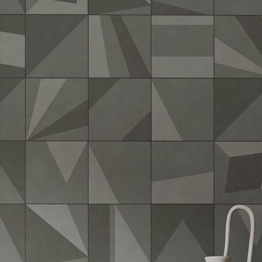 Shadows 8 in. x 8 in. Gray Matte Porcelain Wall and Floor Tile