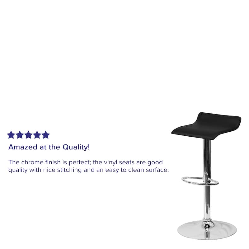 Contemporary Solid Wave Seat Vinyl Adjustable Bar Stool - 15"W x 15"D x 25.5" - 34"H - 15"W x 15"D x 25.5" - 34"H