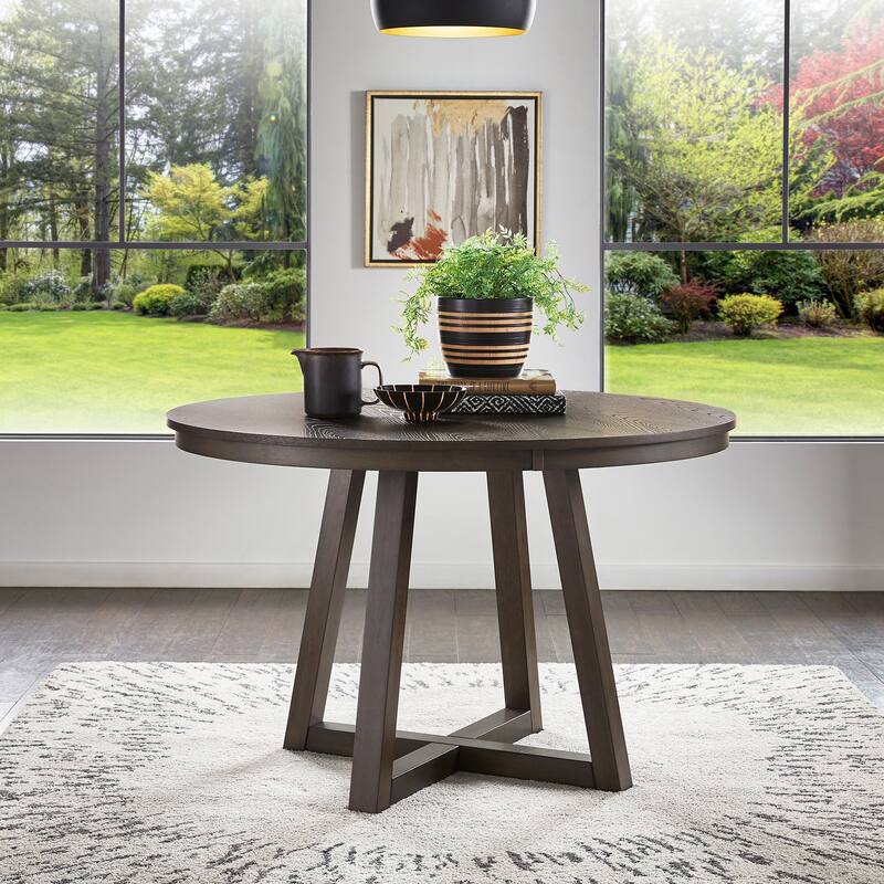Harstad Wood Finish Fixed Top Round Dining Table by iNSPIRE Q Modern