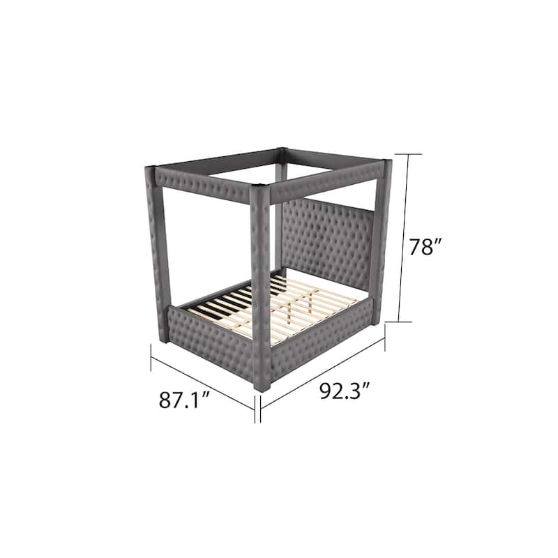 Monica Modern Style Crystal Tufted 4PC/5PC Vanity Bedroom Set Made with Wood