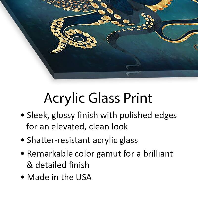 Metallic Octopus Iv Print On Acrylic Glass by SpaceFrog Designs