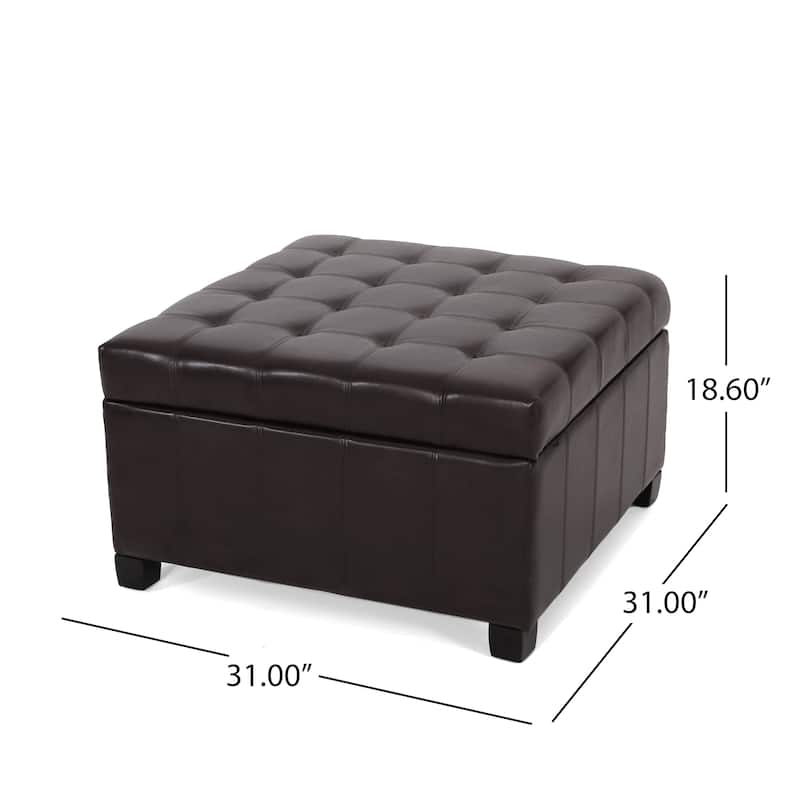 Alexandria Contemporary Tufted Bonded Leather Storage Ottoman by Christopher Knight Home