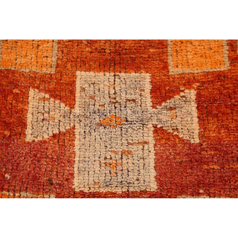 Orange Tribal Oushak Oriental Vintage Runner Rug Handmade Wool Carpet - 3'2"x 10'3"