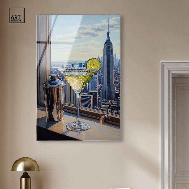 Classy Drink in NYC Acrylic by Art Remedy, Ready to Hang