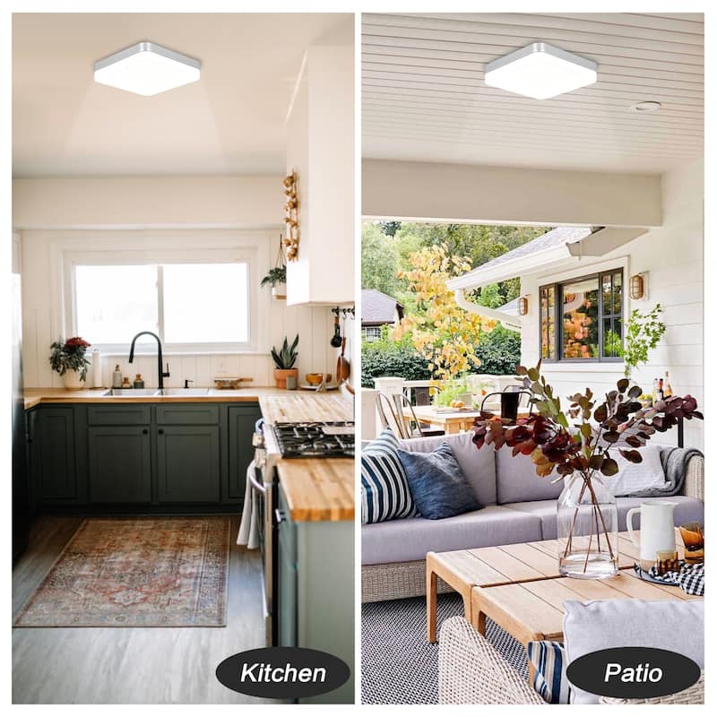 24Watts Square Selectable LED Flush Mount Ceiling Light for Dining Room Living Room Bedroom Kitchen - 7.08"Dx1.57H"