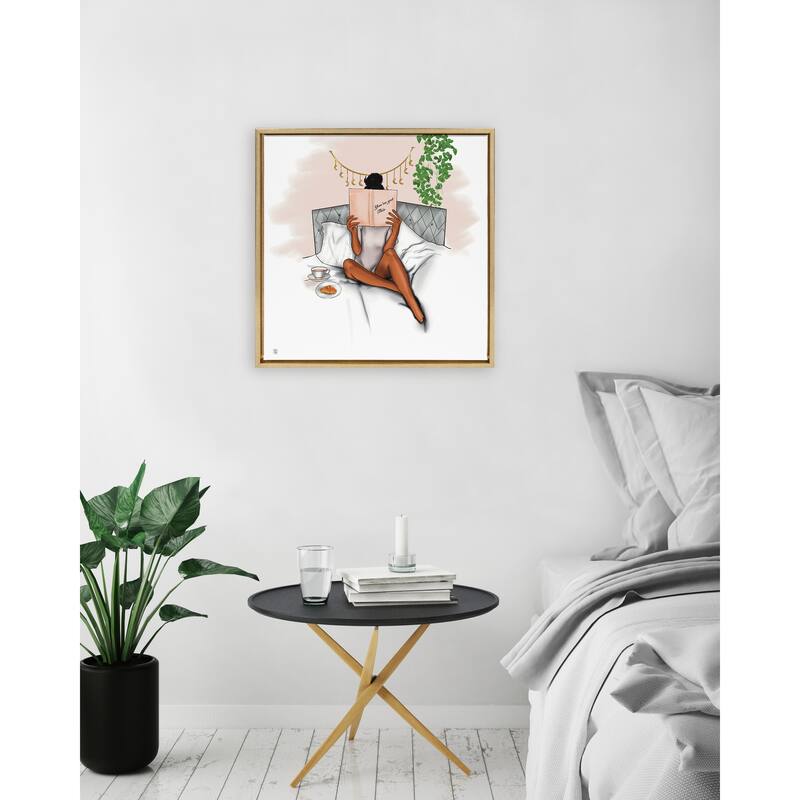 Kate and Laurel Sylvie Book Bed And Faith Framed Canvas by Mary Joak