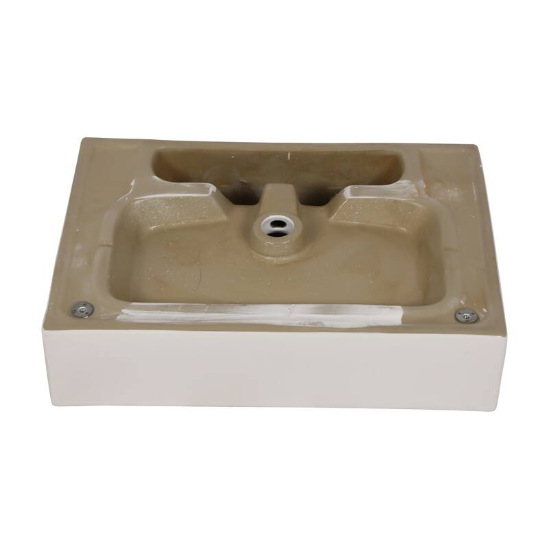 24" White Console Sink with 304 Stainless Steel Support Legs, Porcelain Bathroom Sink with Overflow Drain, Easy Installation