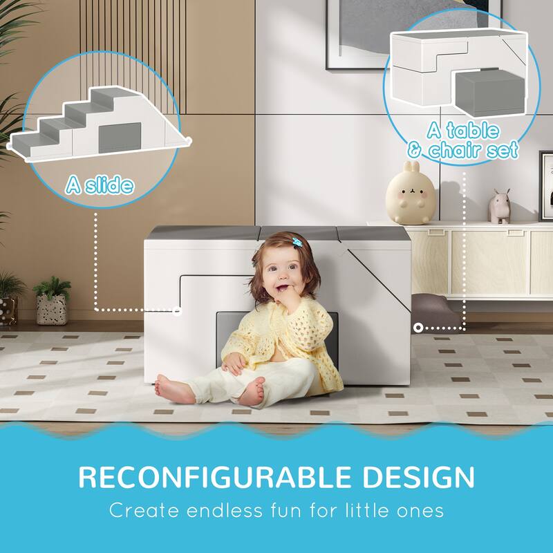 Foam Play Set for Toddlers and Children, Easy-to-clean 2 Piece Soft & Safe Kids Climbing Set for Crawling or Sliding