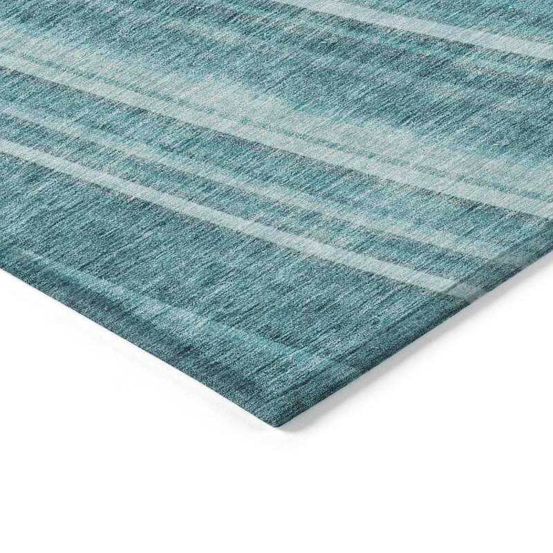 Machine Washable Indoor/ Outdoor Stripe Wave Chantille Rug
