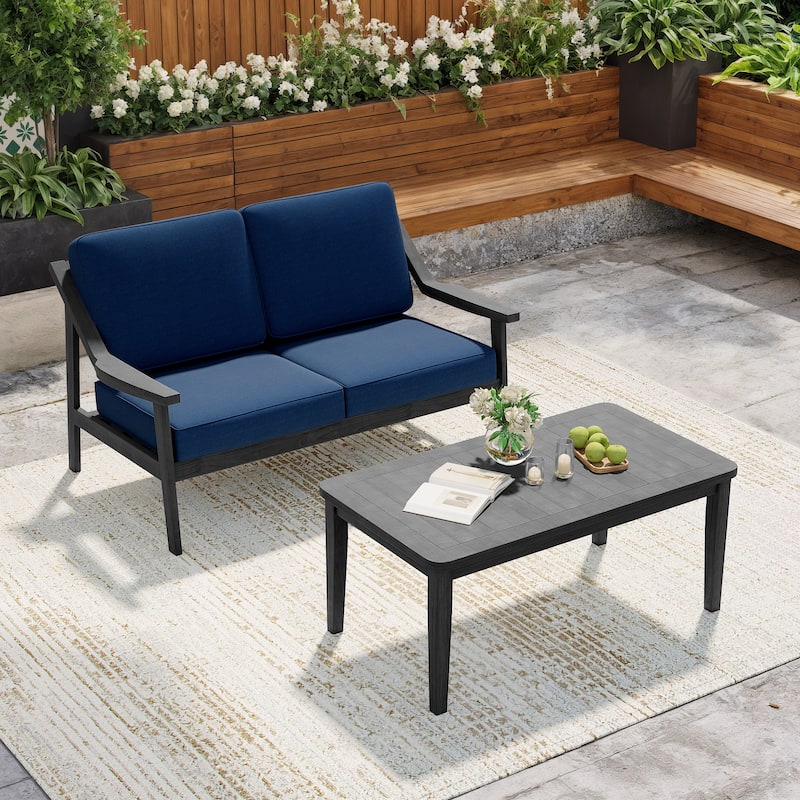 Outdoor Patio Wood Bistro Set/Loveseat Set