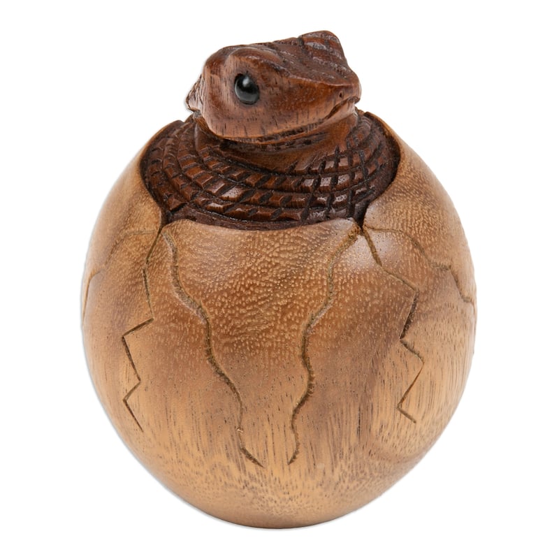 Novica Handmade The Baby Cobra Wood Sculpture