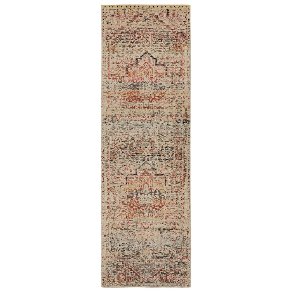 Oleander Indoor/ Outdoor Medallion Multicolor/ Beige Area Rug