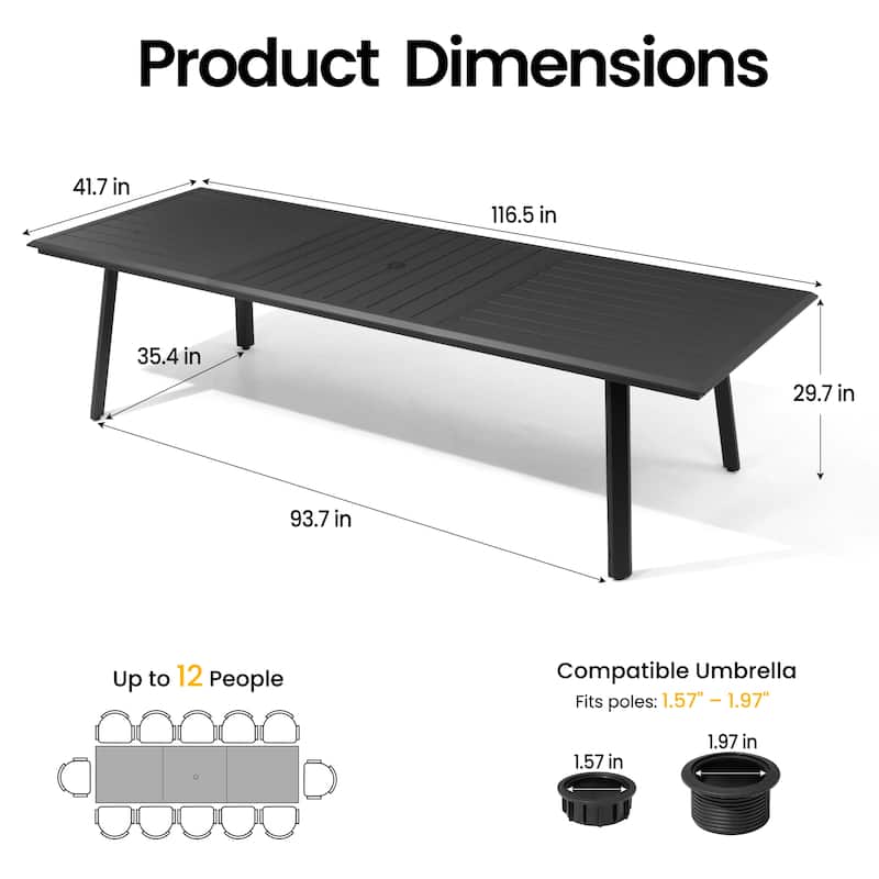 7/9/11-Piece Outdoor Patio Dining Set Aluminum Dining Table and Sunbrella Swivel Chairs