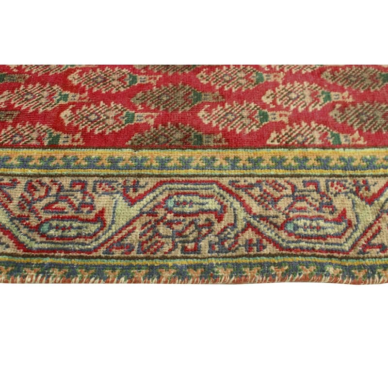 Fine Vintage Distressed Balym Red/Beige Runner - 3'0" x 10'0"