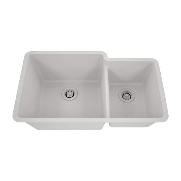 slide 2 of 8, 32 Inch Lexicon Platinum Quartz Composite Drop-in Undermount Galaxy White - 19" x 32" L x 9.75" H Galaxy White
