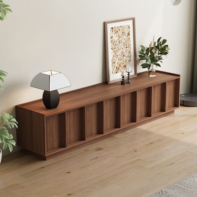 78.74" Modern TV Stands with Brown Wood Grain,Mid Century Media Console With 4 Cabinets