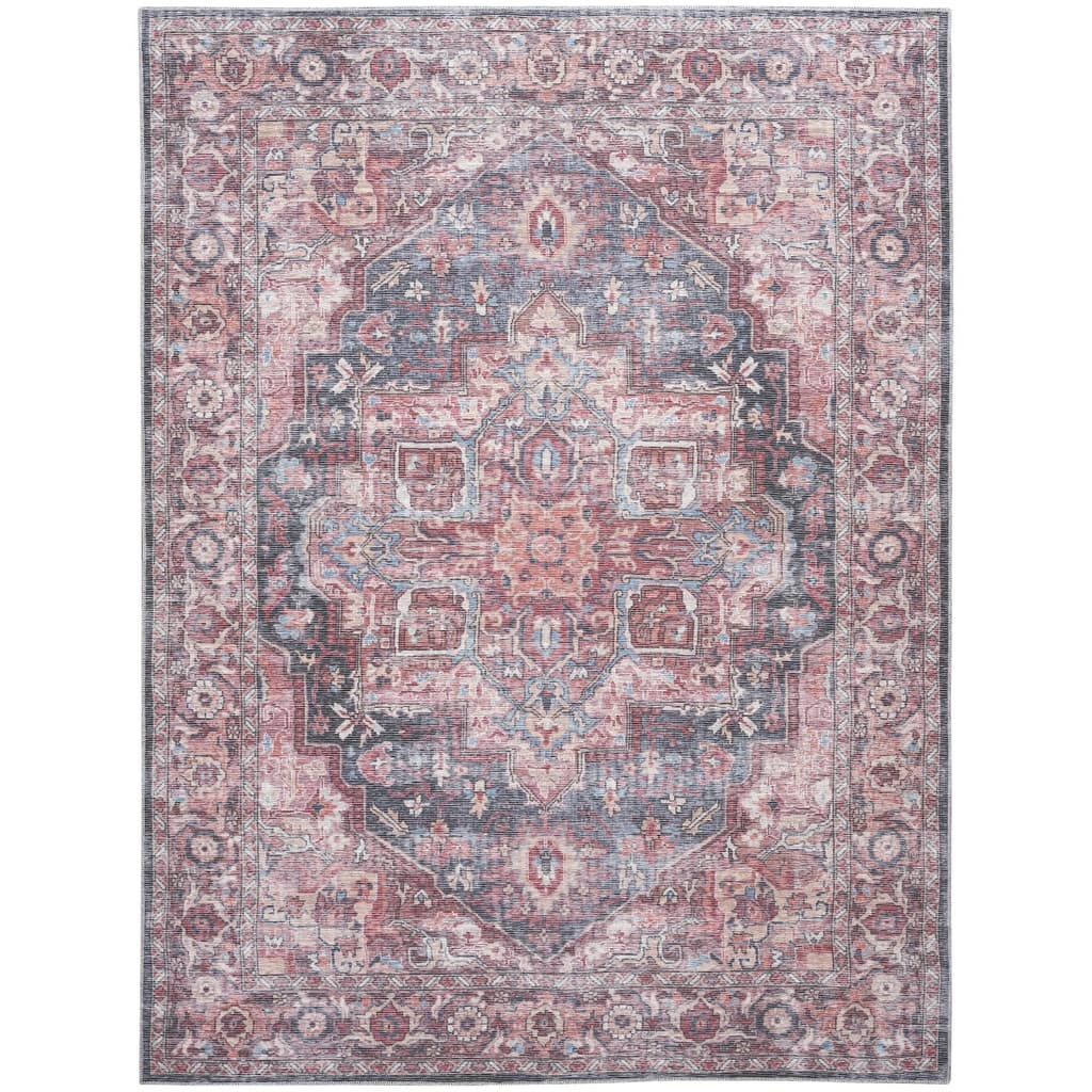 Hequ Power Loomed Distressed Floral Area Rug By HomeRoots - 9' x 12'