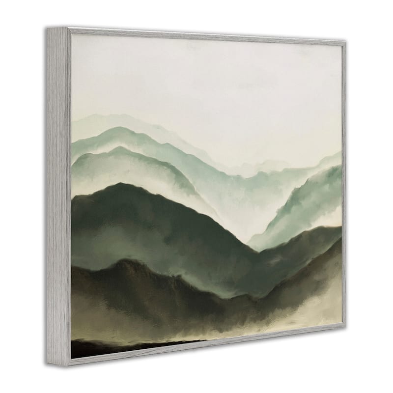 Stupell Misty Mountain Range Atmospheric Landscape Watercolor Painting Framed Wall Art, Design by JJ Design House LLC - Green