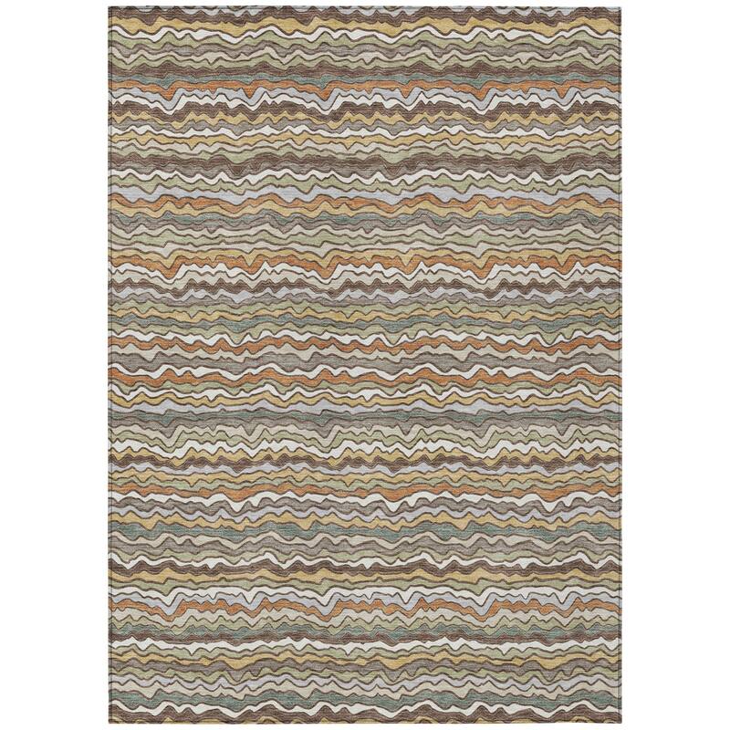 Machine Washable Indoor/ Outdoor Ziggy Stripe Chantille Rug