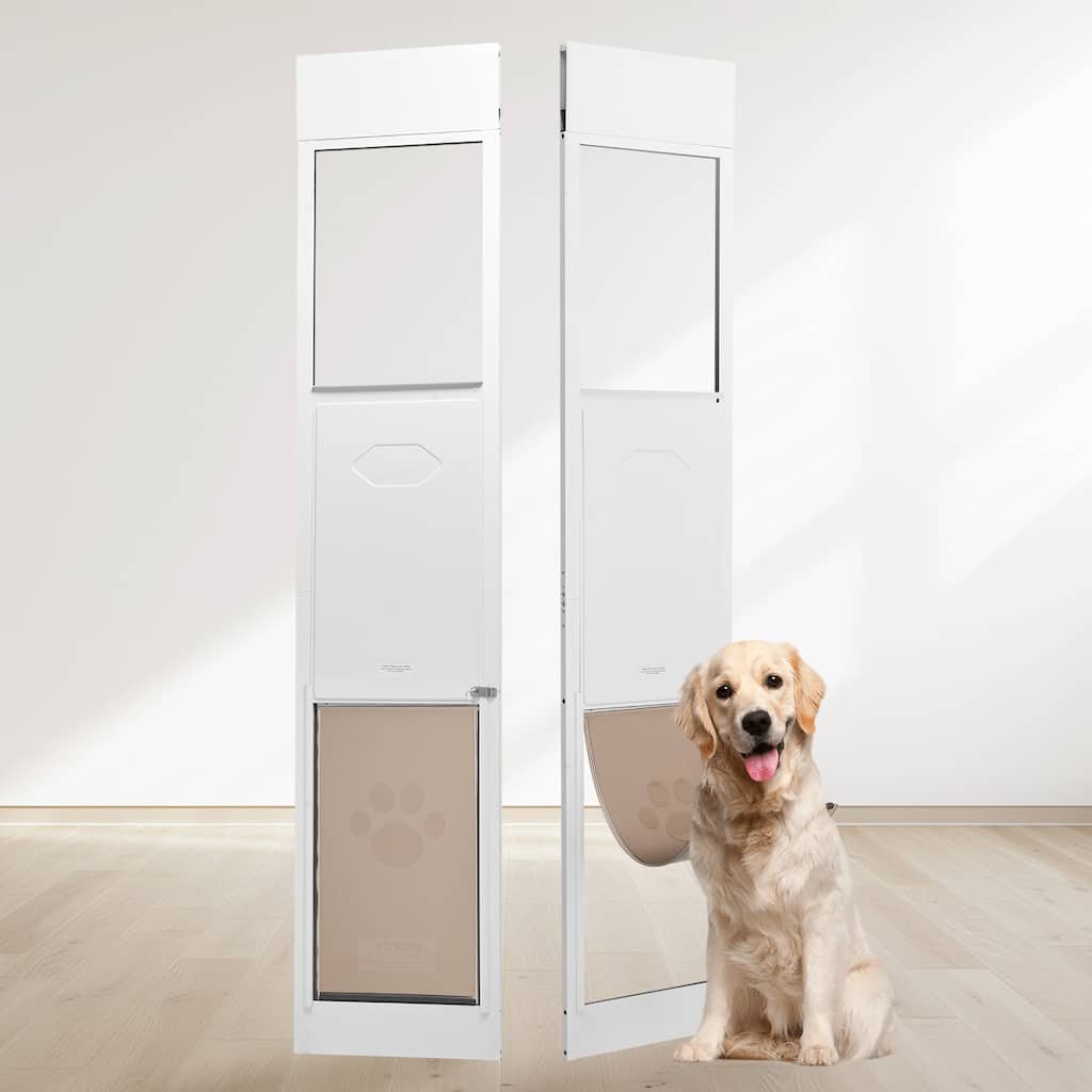 Dog Door for Sliding Glass Door, 75 7/8"-80 11/16" Adjustable Height Doggy Door for Sliding Doors, for Large-Sized Dogs