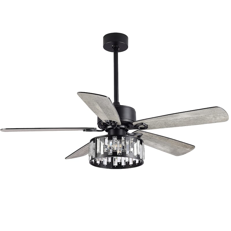 52" Black Ceiling Fan with Lights Remote Control, Farmhouse Chandelier - 52 Inch