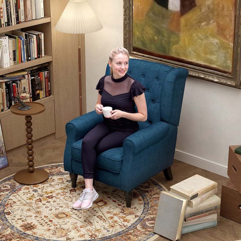 HOMCOM Copper Grove Guanta Tufted Wood Leg Accent Chair