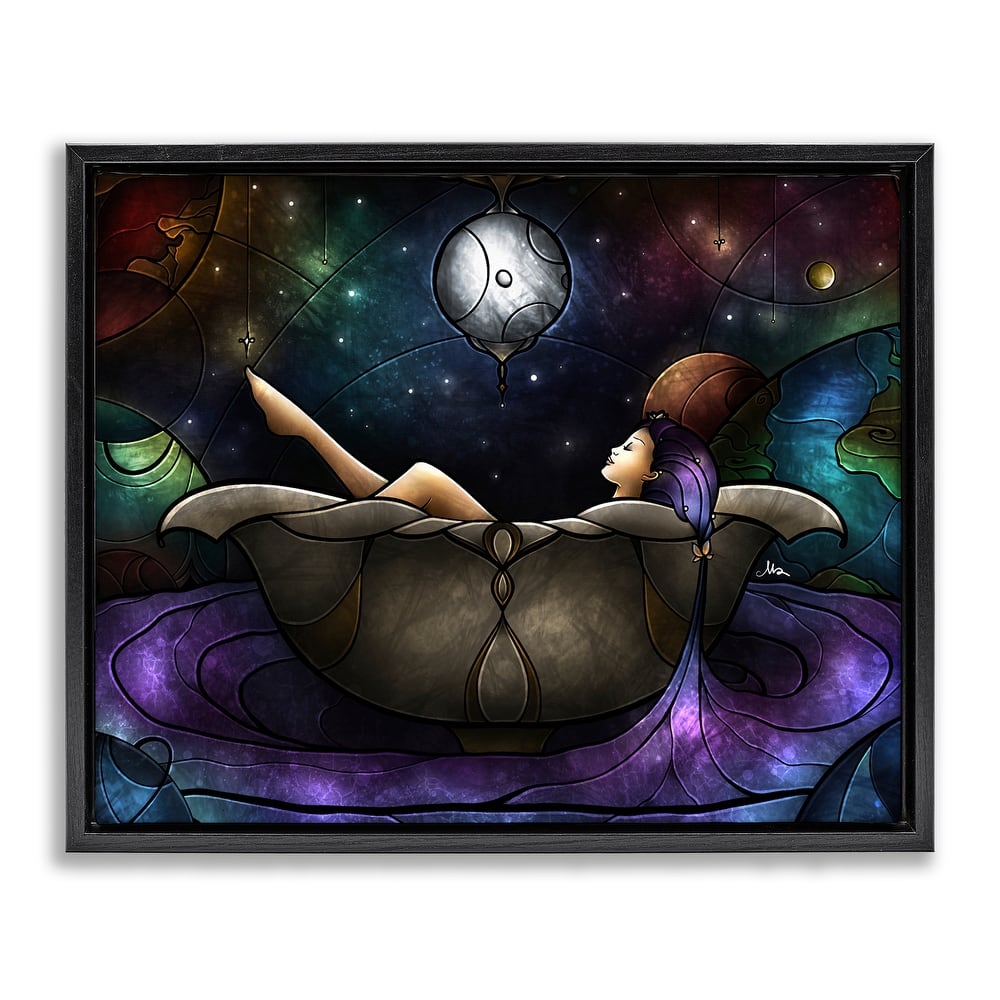 Stupell Bathing Under Moonlight Framed Floater Canvas Wall Art Design By Mandie Manzano