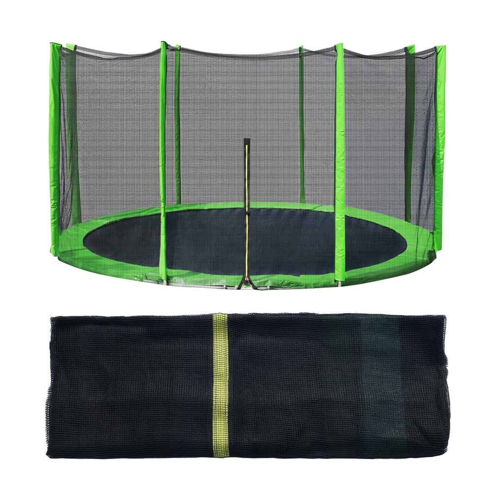 Aoodor Outdoor Trampoline Replacement Net with Zipper, Hooks, Pole Cover