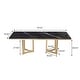 preview thumbnail 14 of 58, Modern Marble Dining Table with White Rectangular Tabletop Gold Stainless Legs, Dining Room Table