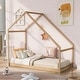 preview thumbnail 1 of 7, Modern Style Pine Wood Twin Size Wooden House Bed, Versatile Design, Can Be Decorated Natural