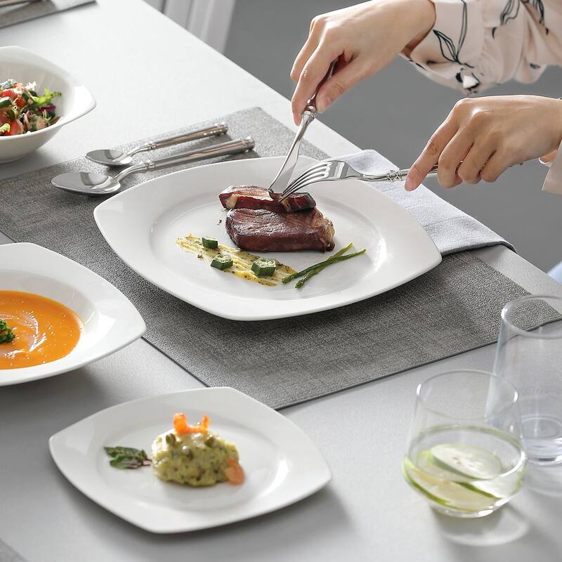 MALACASA 32-Piece New Bone China Dinnerware Set, Service for 8 - Squircle