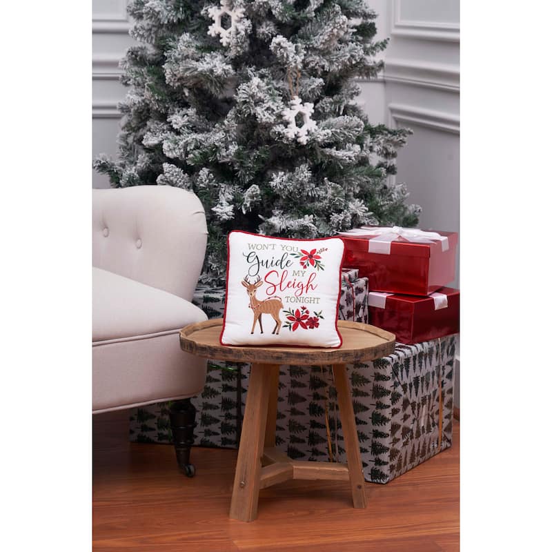 Guide My Sleigh Small Christmas Accent Pillow, 10" x 10"