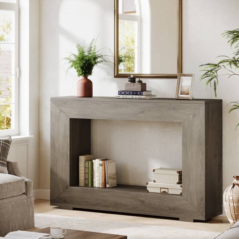 47 Inches Rustic Sofa Console Table with Storage Shelf for Entryway