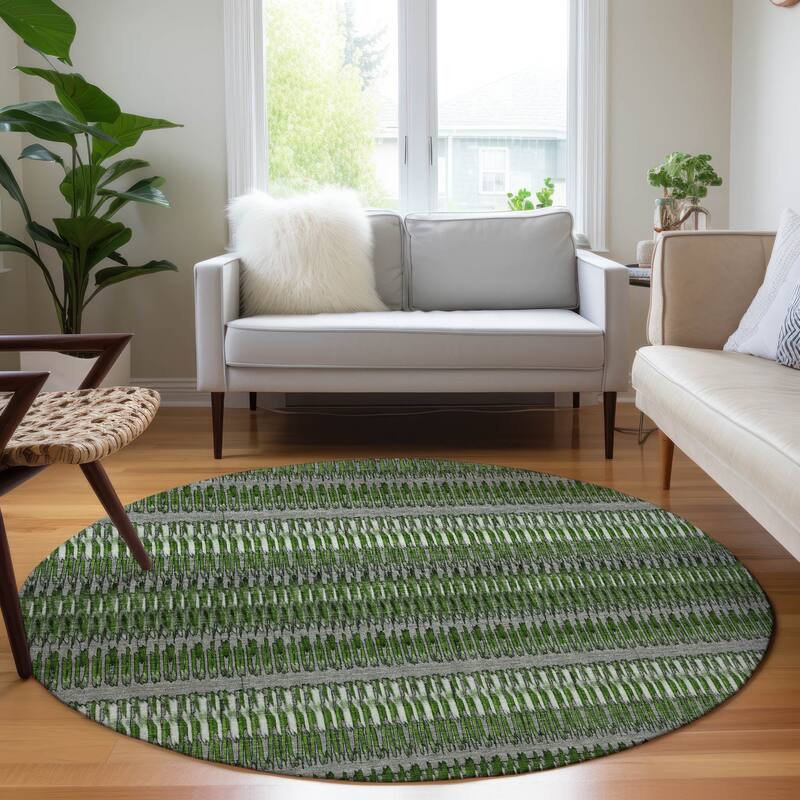Machine Washable Indoor/ Outdoor Chantille Moroccan Boho Rug - Green - 8' x 8'