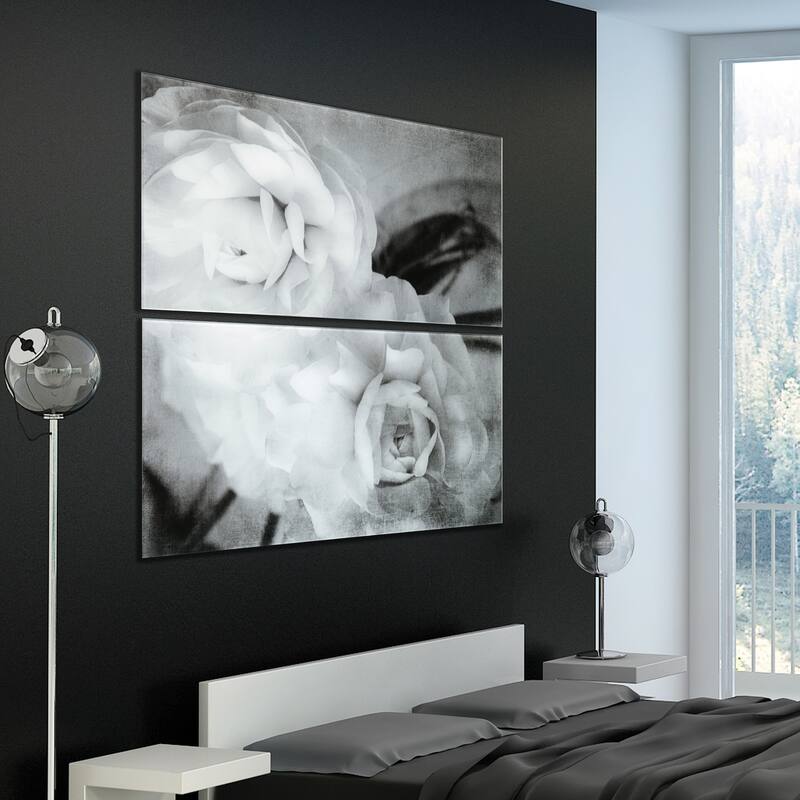 Dark Ranunculus I AB Frameless Free Floating Tempered Glass Panel Graphic Wall Art Set of 2