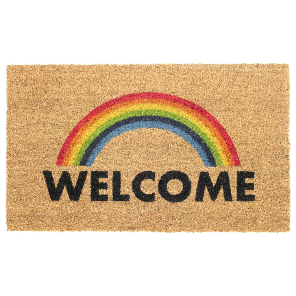 RugSmith Multi Machine Tufted Welcome Rainbow Doormat, 18"x30"