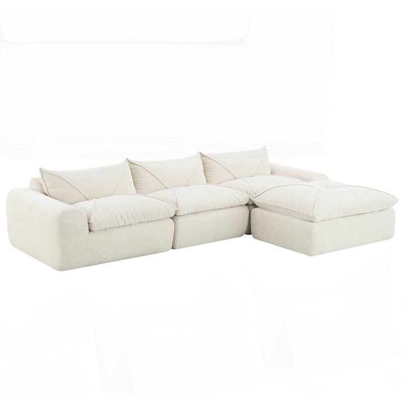 Compressed Sofa with High Density Foam, Integrated Backrest&Seat Cushion, Decorative Edging