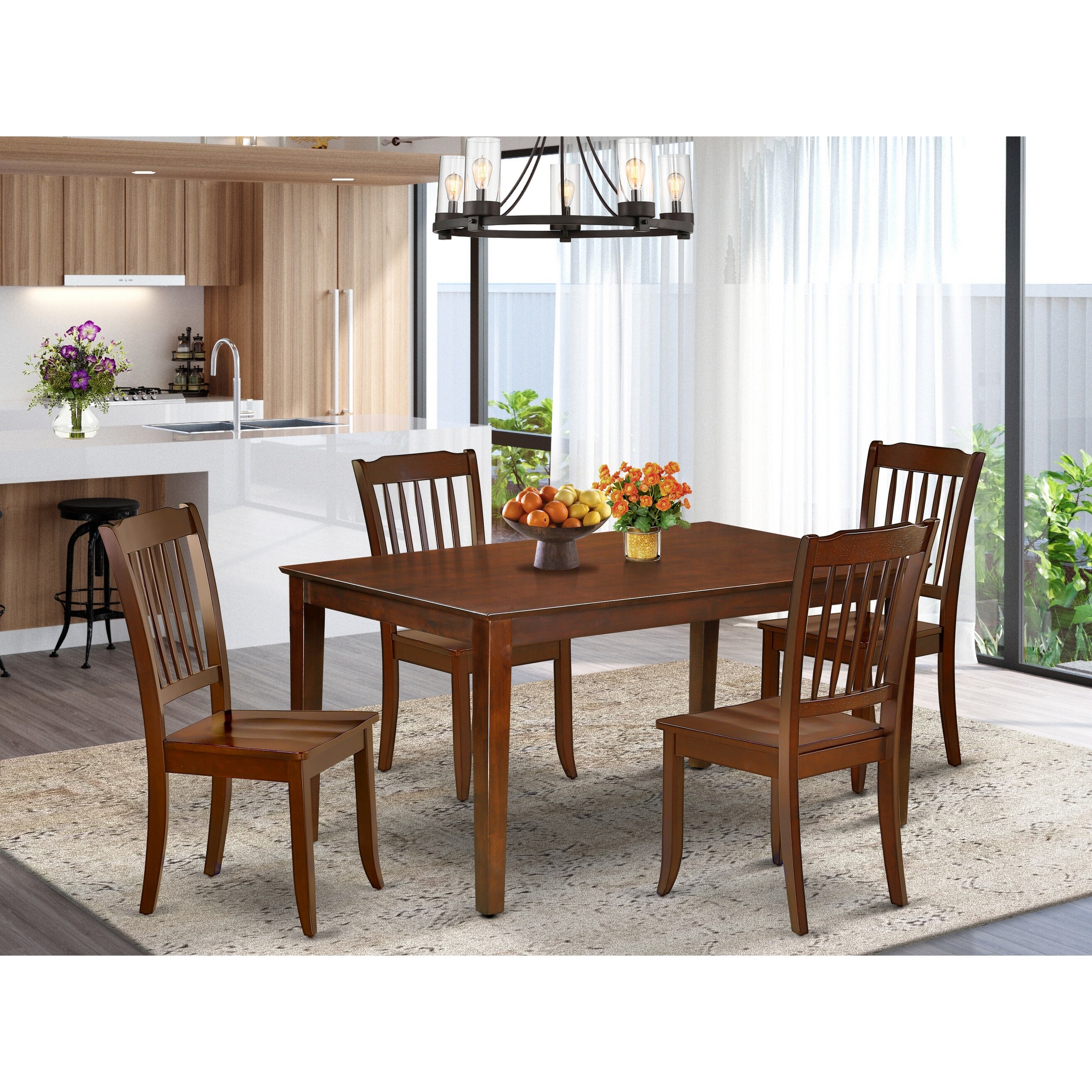 Shop Rectangular 60 Inch Table And 4 Vertical Slatted Chairs Number Of Chairs Option Overstock 28479992