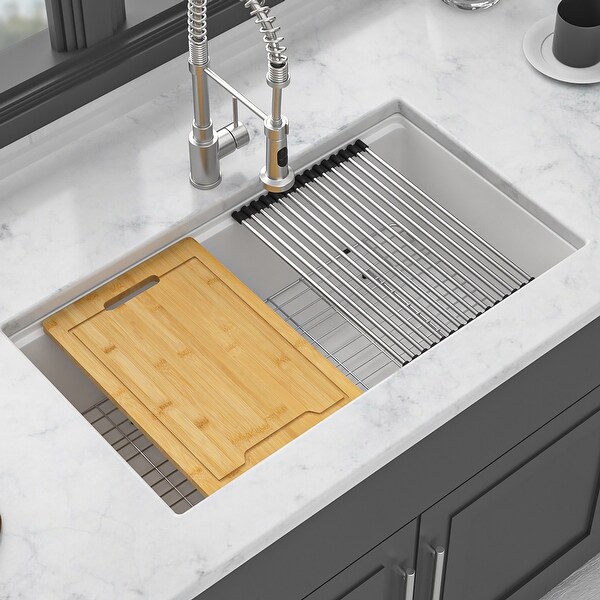 30/32/33 in. Undermount Single Bowl White Quartz Kitchen