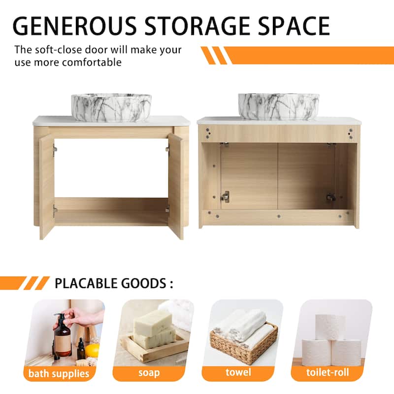 Bathroom Vanity With Sink In 24/30 Inch, Floating Bathroom Vanity With Soft Close Door