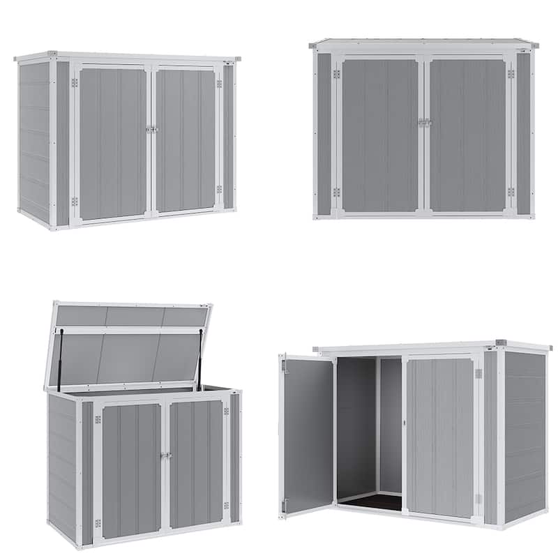 306 Gallon Outdoor Storage Shed, Patio Deck Box, 41 Cu.Ft Resin Storage Box, Lockable Double Door - 43.3"H