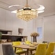 preview thumbnail 14 of 26, 48 in. Indoor Modern Ceiling Fan with Light Gold Retractable Crystal Chandelier Fan with Remote for Kitchen Living Room