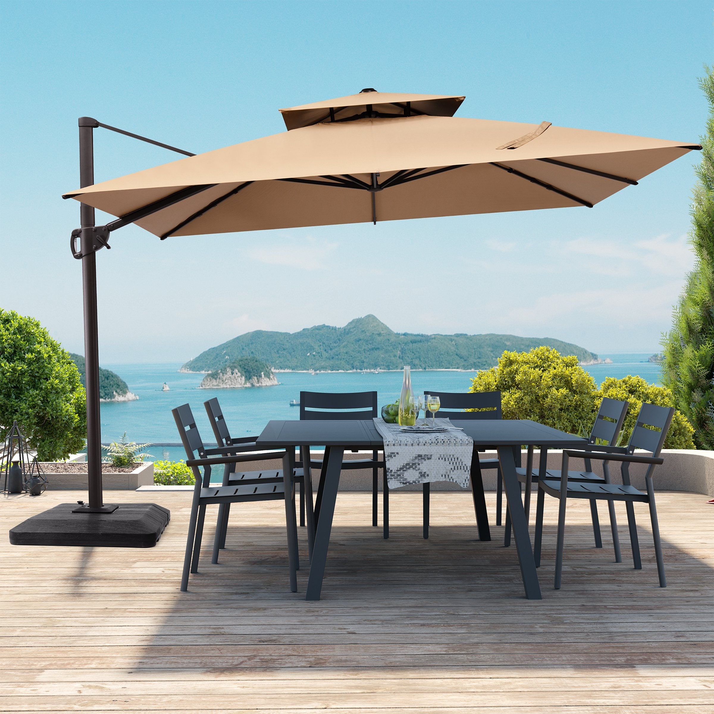 backyard creations 11 offset patio umbrella Garden Winds Custom Fit Replacement Canopy Top Cover Compatible with The UMB-952371 10' x 13' The sturdy aluminum pole ensures lightweight stability 11 ft Square Outdoor Umbrella