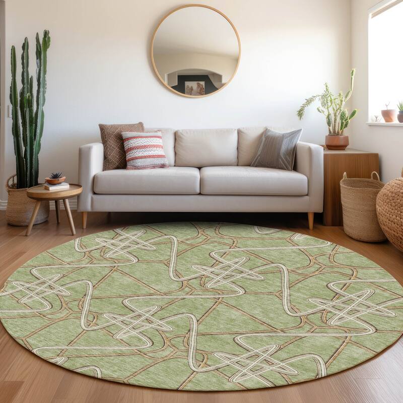 Premium Washable Super Soft Modern Maze Mayfield Rug - Aloe - 8' x 8'