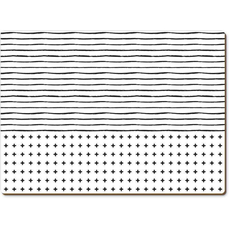 Lines & Dots Decorative Hardboard Placemats with Protective Cork Backing 4 Pack Heat Tolerant and Easily Wipes Clean - Set of 4