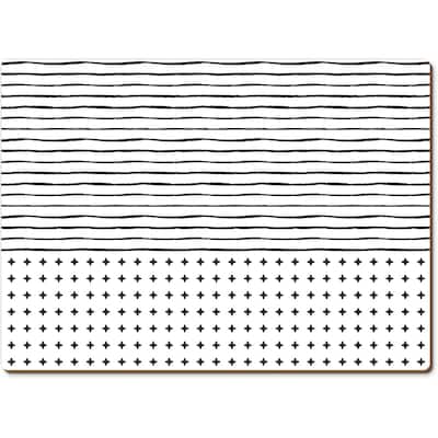 Lines & Dots Decorative Hardboard Placemats with Protective Cork Backing 4 Pack Heat Tolerant and Easily Wipes Clean