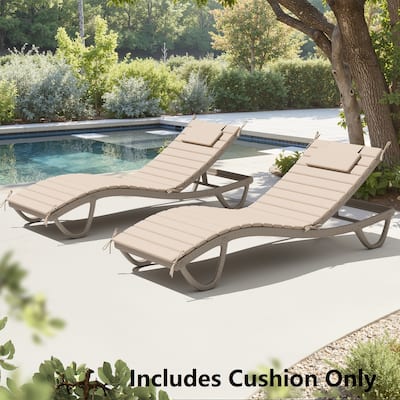 Outdoor Chaise Lounge Cushions Patio Sun Lounger Pad with Straps and Headrest