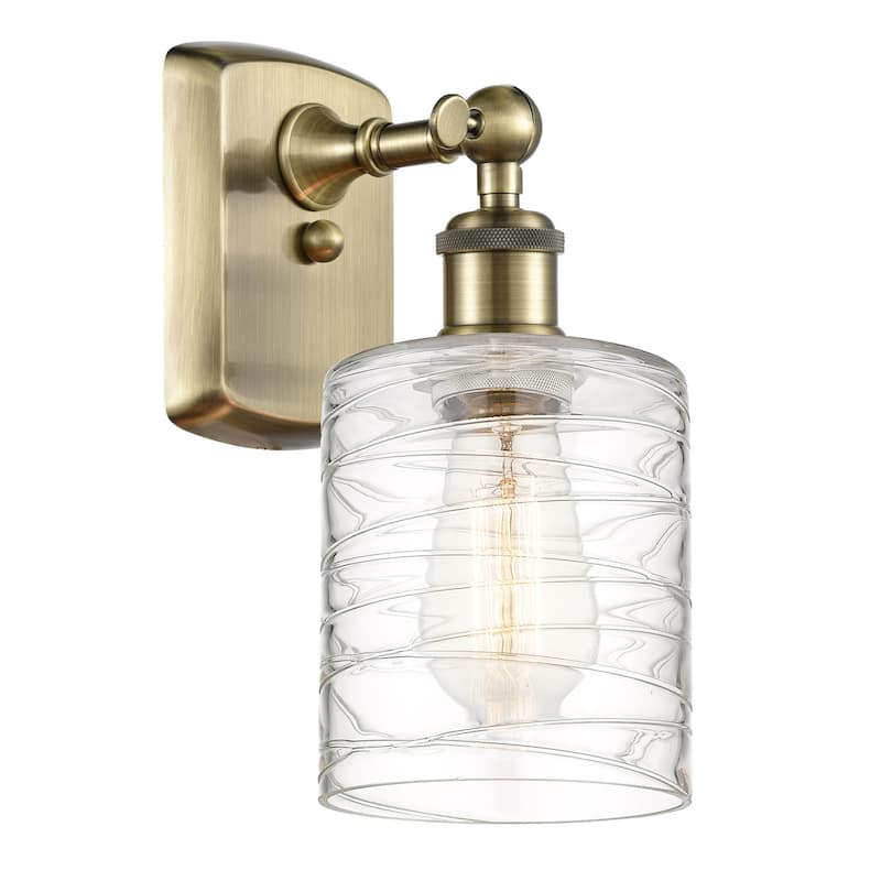 Innovations Lighting 516-1W-9-5 Cobbleskill Sconce Cobbleskill 9" Tall - Antique Brass / Deco Swirl